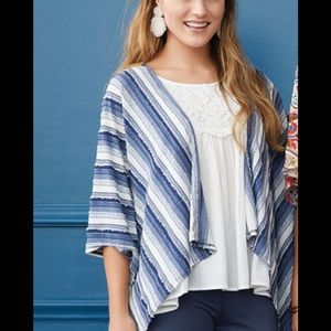 BOUTIQUE COCO + CARMEN AZURA STRIPE DENIM CARDIGAN